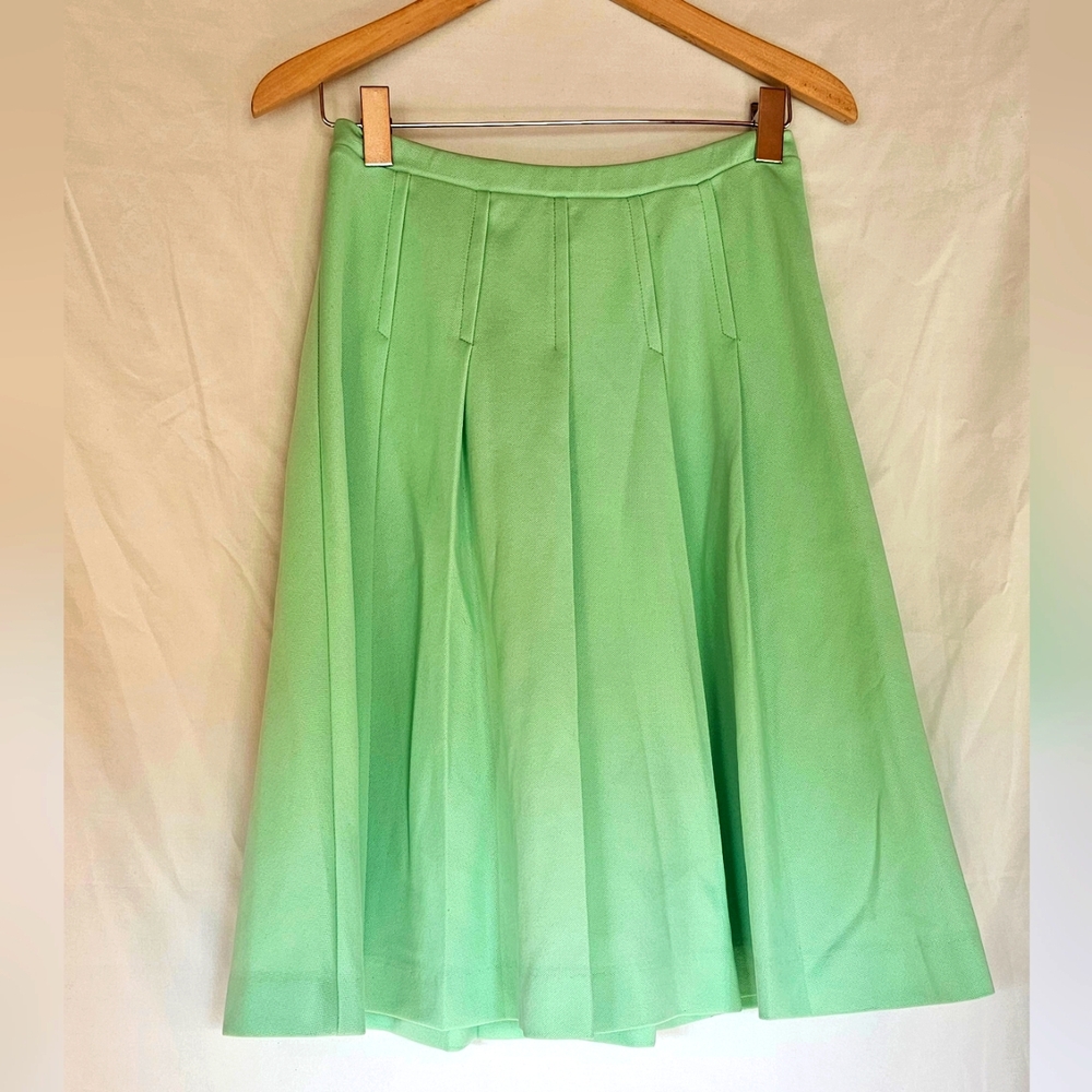 Vintage Seafoam Green 70s Pleated Skirt